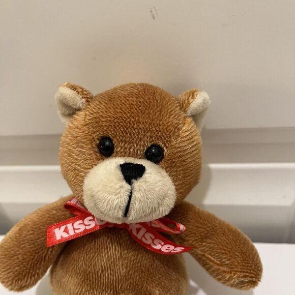 Hersheys Kisses Brown Teddy Bear Red Logo Foot Neck Ribbon 6.5" Plush Toy - Picture 2 of 9